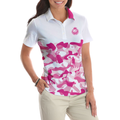 Pink Camouflage Pattern With Women Golfer Short Sleeve Women Polo Shirt White And Pink Camo Golf Shirt For Ladies - 5