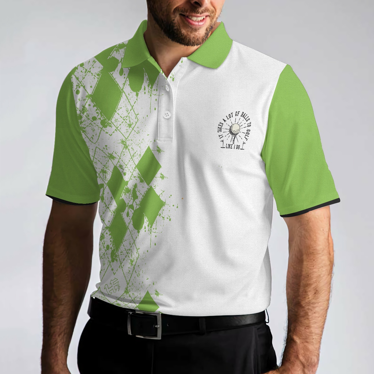 Hole In One Is Perfect Polo Shirt White And Green Golf Shirt For Men - 4