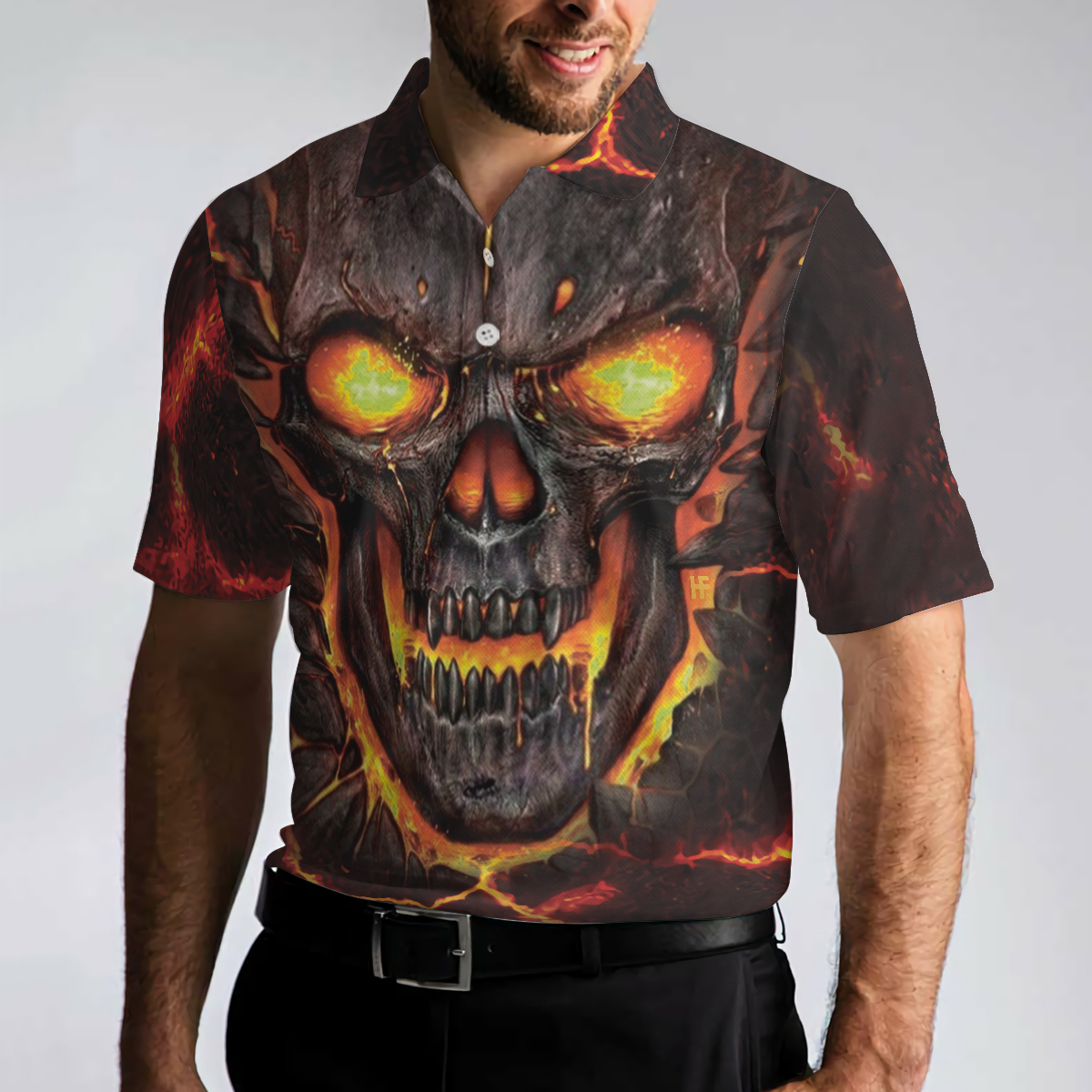 Tucking Fen Pin Polo Shirt Skull Bowling Polo Shirt Design Scary Halloween Gift For Bowling Lovers - 5