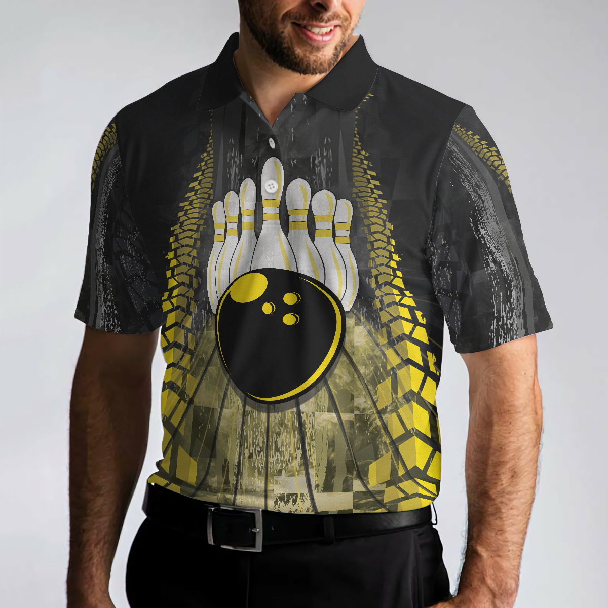 Bowling Bull Black And Yellow Short Sleeve Polo Shirt For Bowling Bull Polo Shirt Best Bowling Shirt For Men - 5