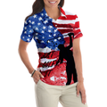 American Golfer Just Golf It V2 Short Sleeve Women Polo Shirt American Flag Golf Shirt For Ladies - 4