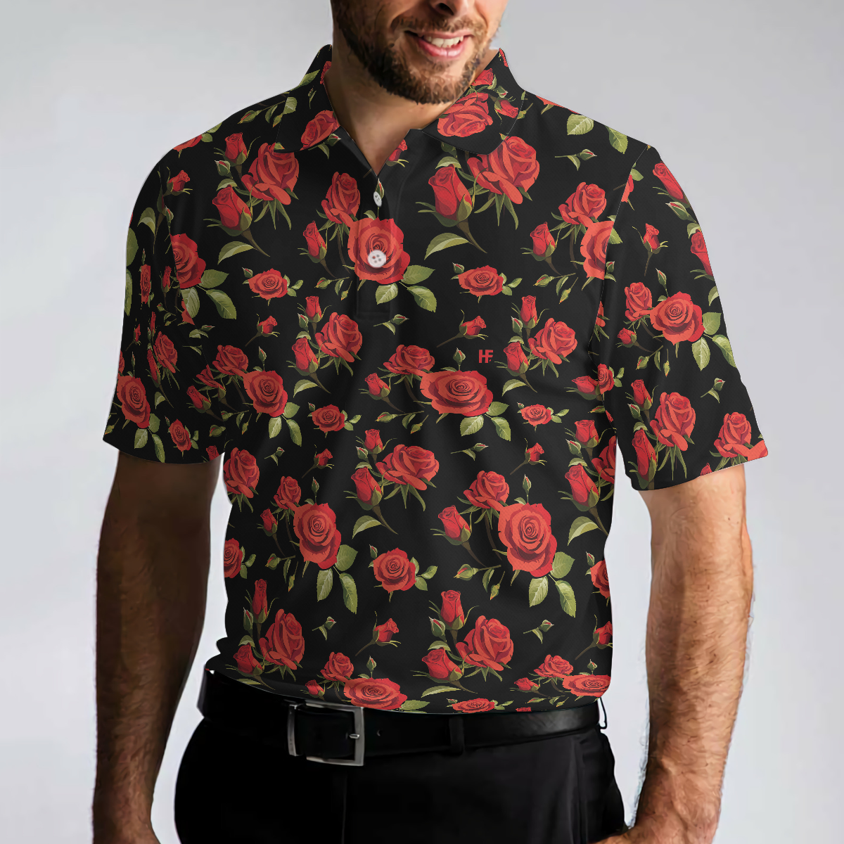 Red Roses Polo Shirt Red Roses Seamless Pattern Shirt For Adults Best Rose Themed Gift Idea For Rose Fans - 4