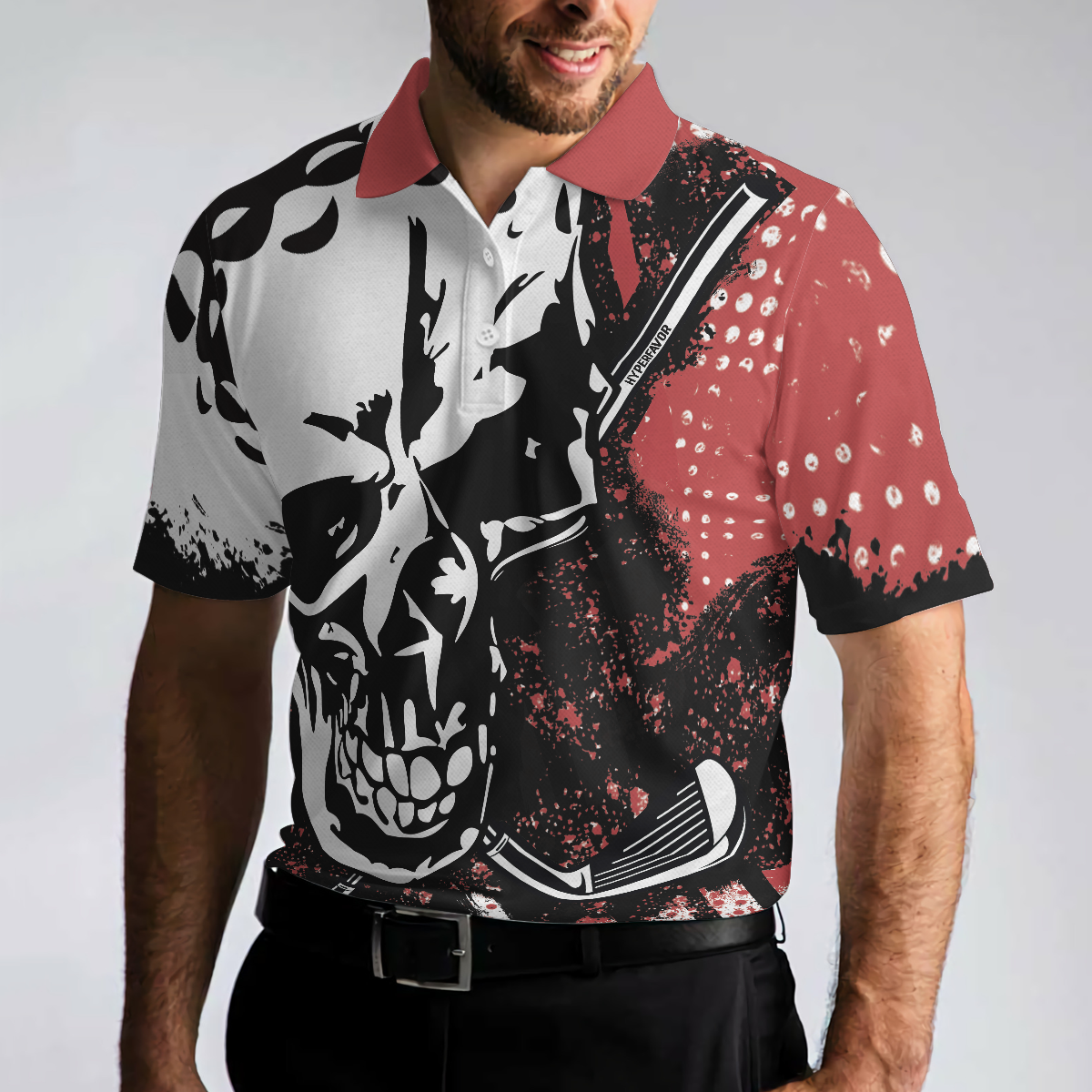 Blade Mens Golf Red Short Sleeve Golf Polo Shirt Skull Polo Shirt Best Golf Shirt For Men - 4