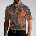 Orange Camouflage Golf Polo Shirt Golfer Silhouette Pattern Polo Shirt Camo Golf Shirt For Men - 4