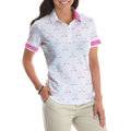 Crossed Golf Clubs Pink And White Golf Short Sleeve Women Polo Shirt Simple Golf Shirt Design For Ladies - 5