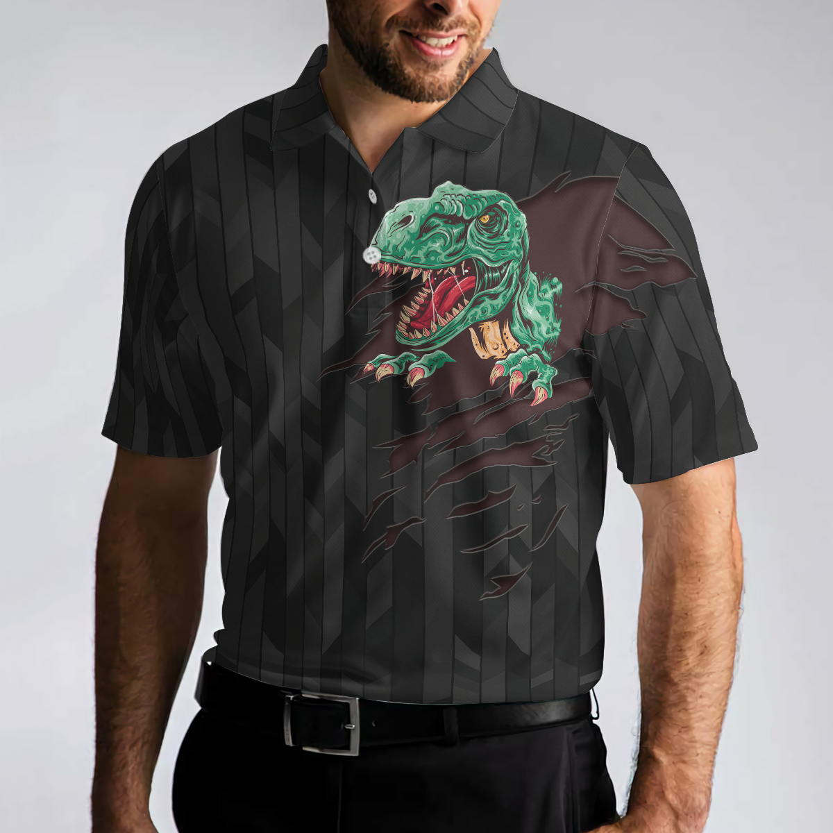 Poolasaurus Polo shirt Black Billiards Shirt Design For Billiards Lovers Cool Dinasour Polo Shirt - 4