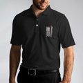 Golf Nation Short Sleeve Golf Polo Shirt Black And White American Flag Polo Shirt Patriotic Golf Shirt For Men - 5