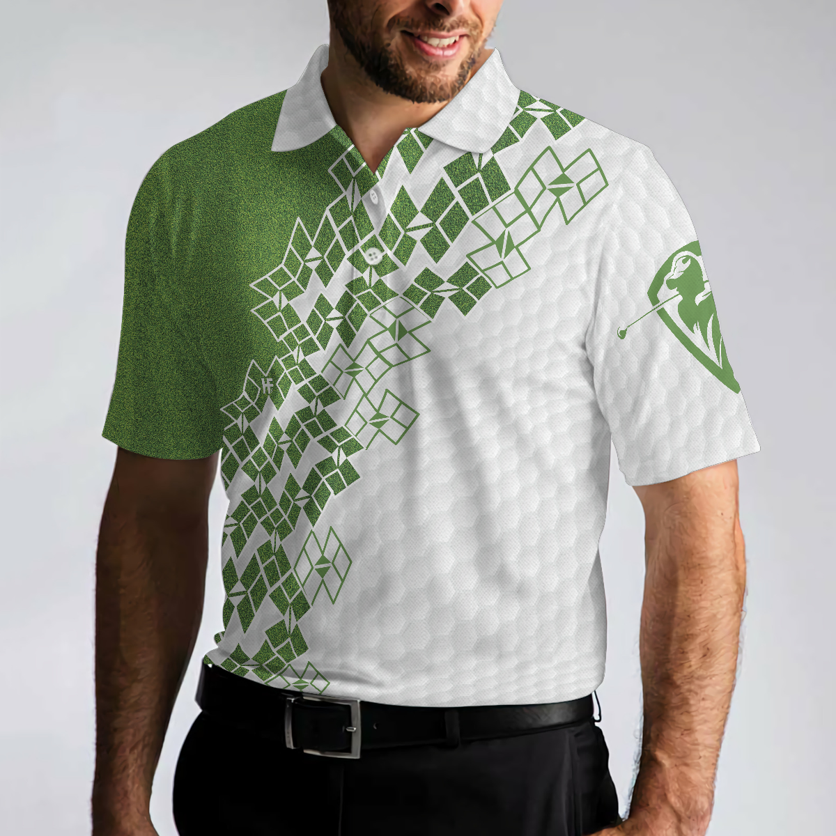 Elegant Golf In Green Golf Polo Shirt White And Green Golf Shirt For Men Unique Gift For Golfers - 4