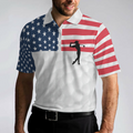 Premium American Golfer Polo Shirt White Golf Pattern American Flag Polo Shirt Best Golf Shirt For Men - 4