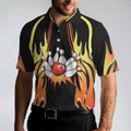 No Pin Left Behind Bowling Polo Shirt Black Shirt With Flames Polo Style Bowling Shirt For Men - 4