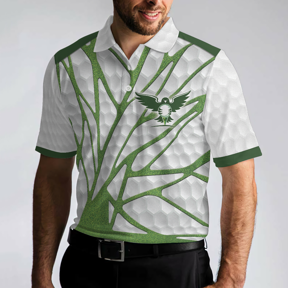 Birdie Chaser Golfer Golf Polo Shirt White and Green Birdie Golfing Shirt For Men Best Golf Gift for Golfers - 4