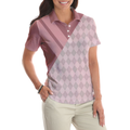 Never Underestimate A Woman Who Loves Golf And Wine Short Sleeve Women Polo Shirt Pastel Argyle Pattern Shirt - 5