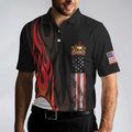 Golf Flame Skull Short Sleeve Golf Polo Shirt Black American Flag Golf Shirt For Men Cool Gift For Golfers - 5