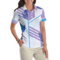 Bluebonnet With Purple Stripe Golf Short Sleeve Women Polo Shirt White And Purple Texas Golf Shirt For Ladies - 5