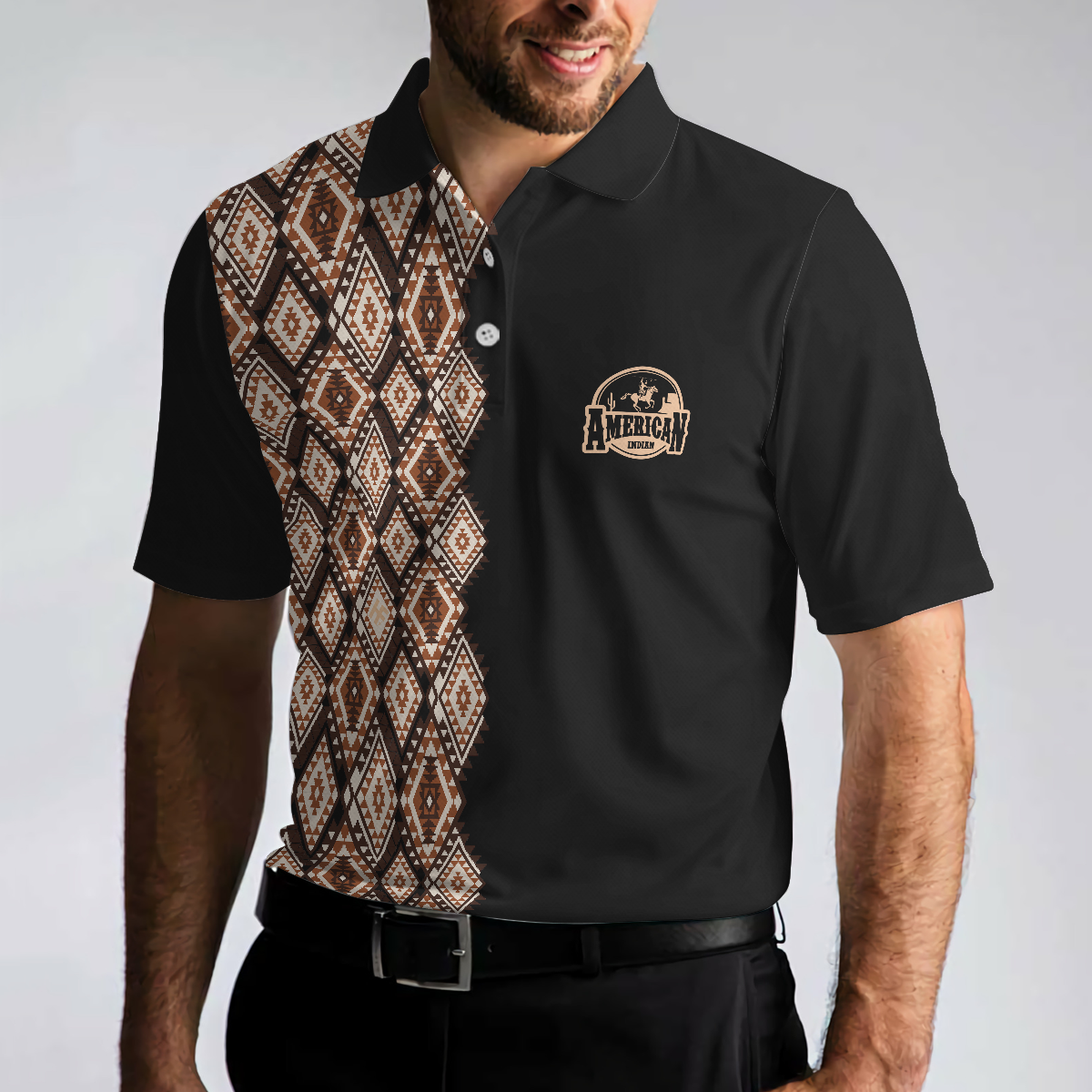 American Indian Polo Shirt Navajo Pattern Shirt For Men And Women American Themed Polo Style Shirt - 4