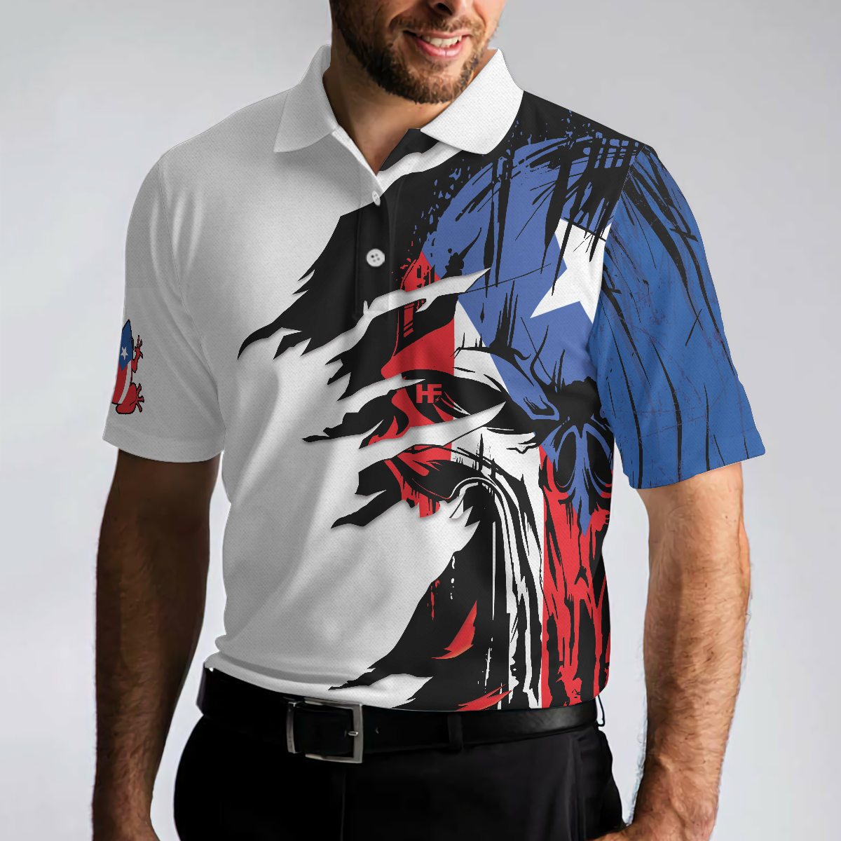 Puerto Rico Skull Polo Shirt White Skull Puerto Rico Flag Shirt For American Best Puerto Rico State Shirt - 5