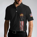 Golf Skull America Flag Short Sleeve Polo Shirt Wet Paint Black Polo Shirt Best Golf Shirt For Men - 5