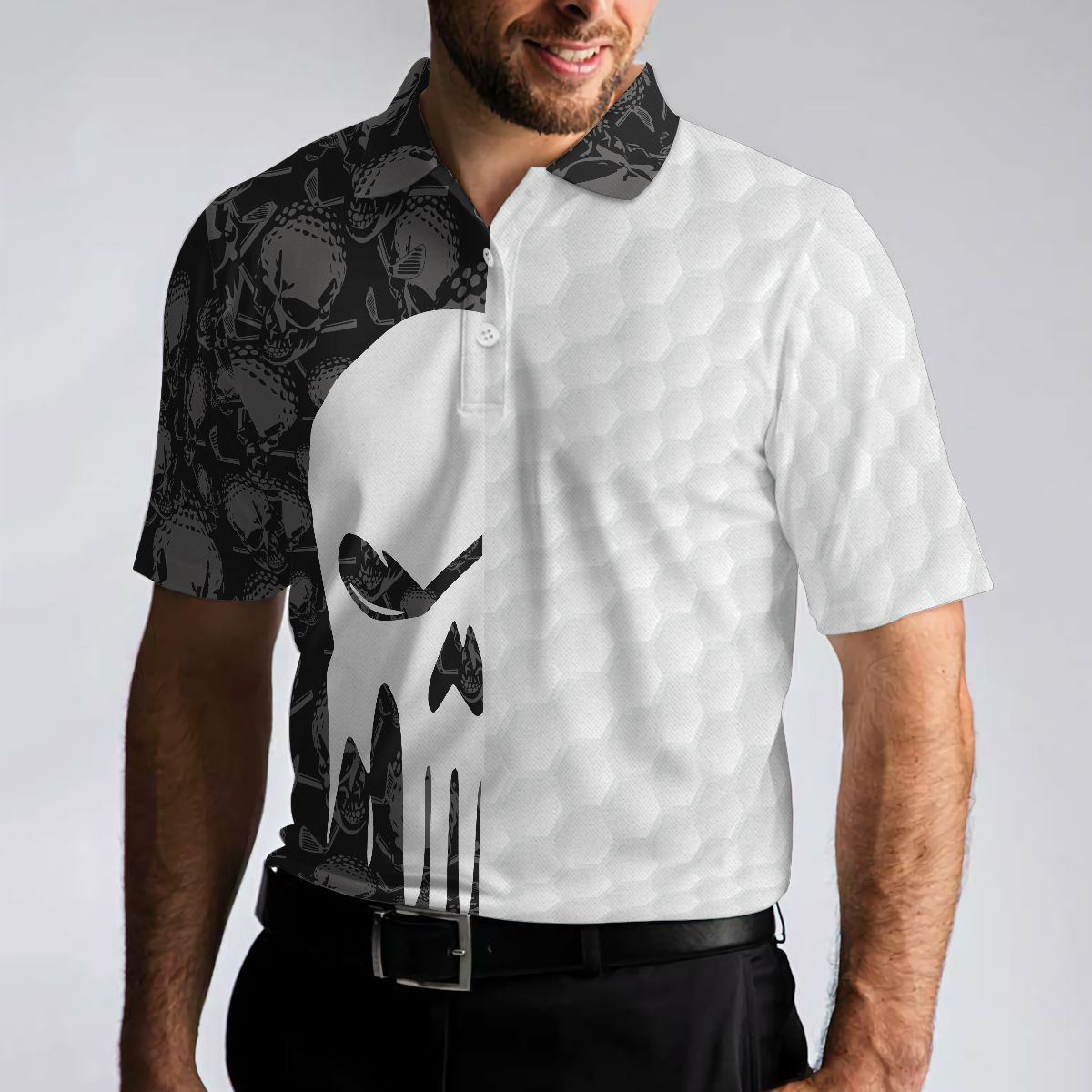 Bad Day Of Golf Polo Shirt Black And White Skull Golf Shirt For Golfers Funny Golf Shirt With Sayings - 5