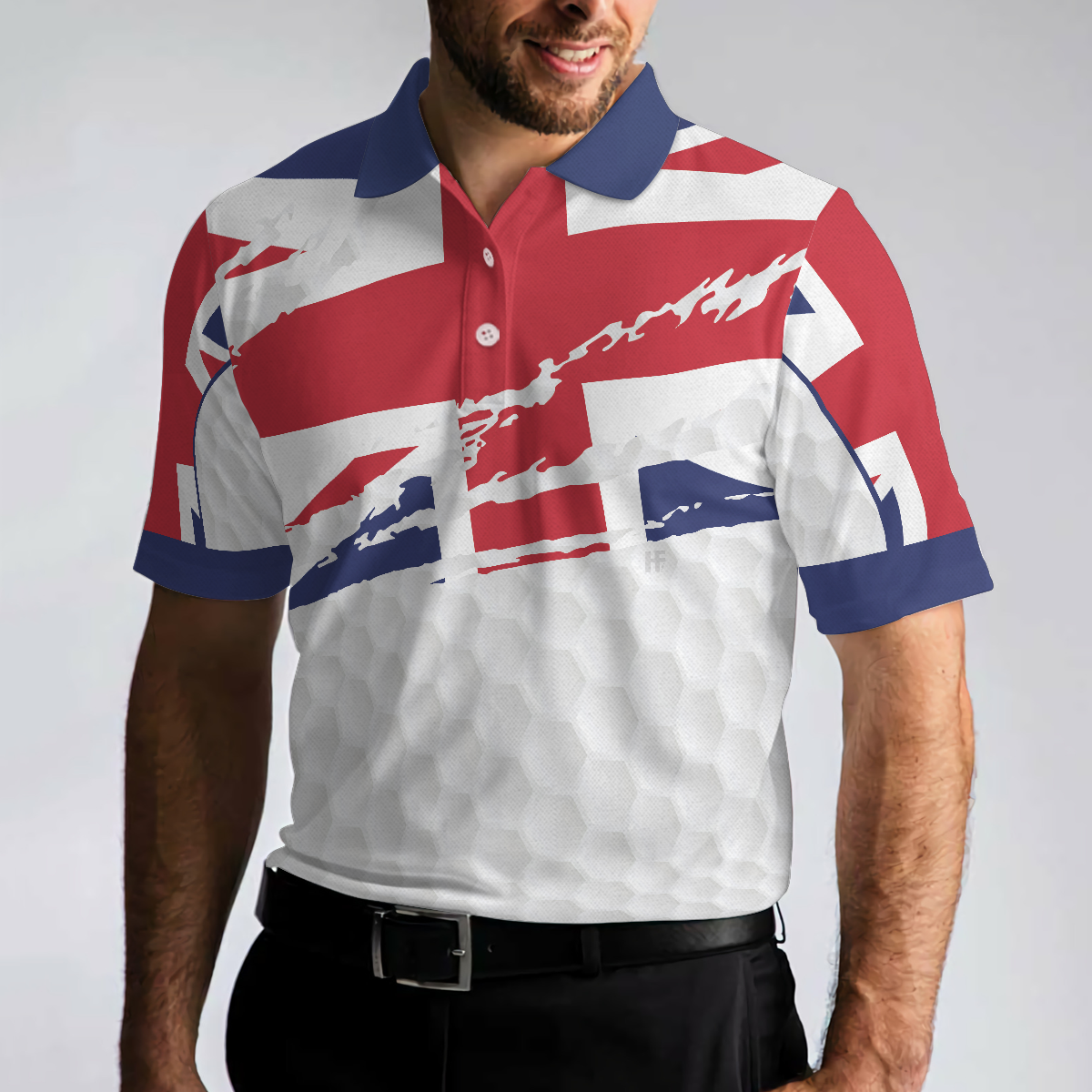 United Kingdom Flag Golf Texture Black Golfer Polo Shirt Great Britain Jack Polo Shirt UK Golf Shirt For Men - 5