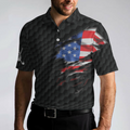 American Flag Teared Golf Pattern Golf Polo Shirt Best Golfing Shirt Design For Patriotic Golfers - 4