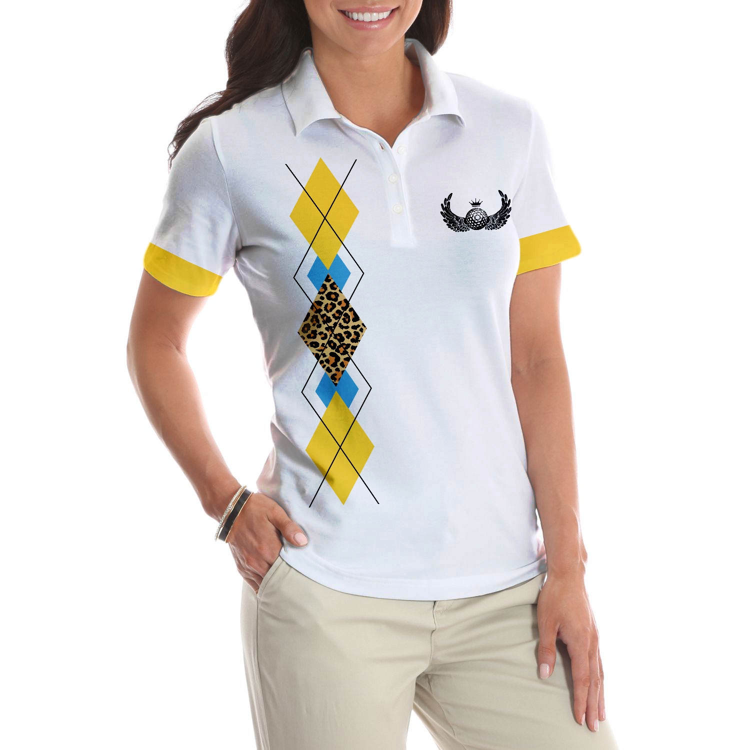 Golf Grandmas Yell Loudest Golf Short Sleeve Women Polo Shirt Funny Yellow And White Golf Shirt For Ladies - 4