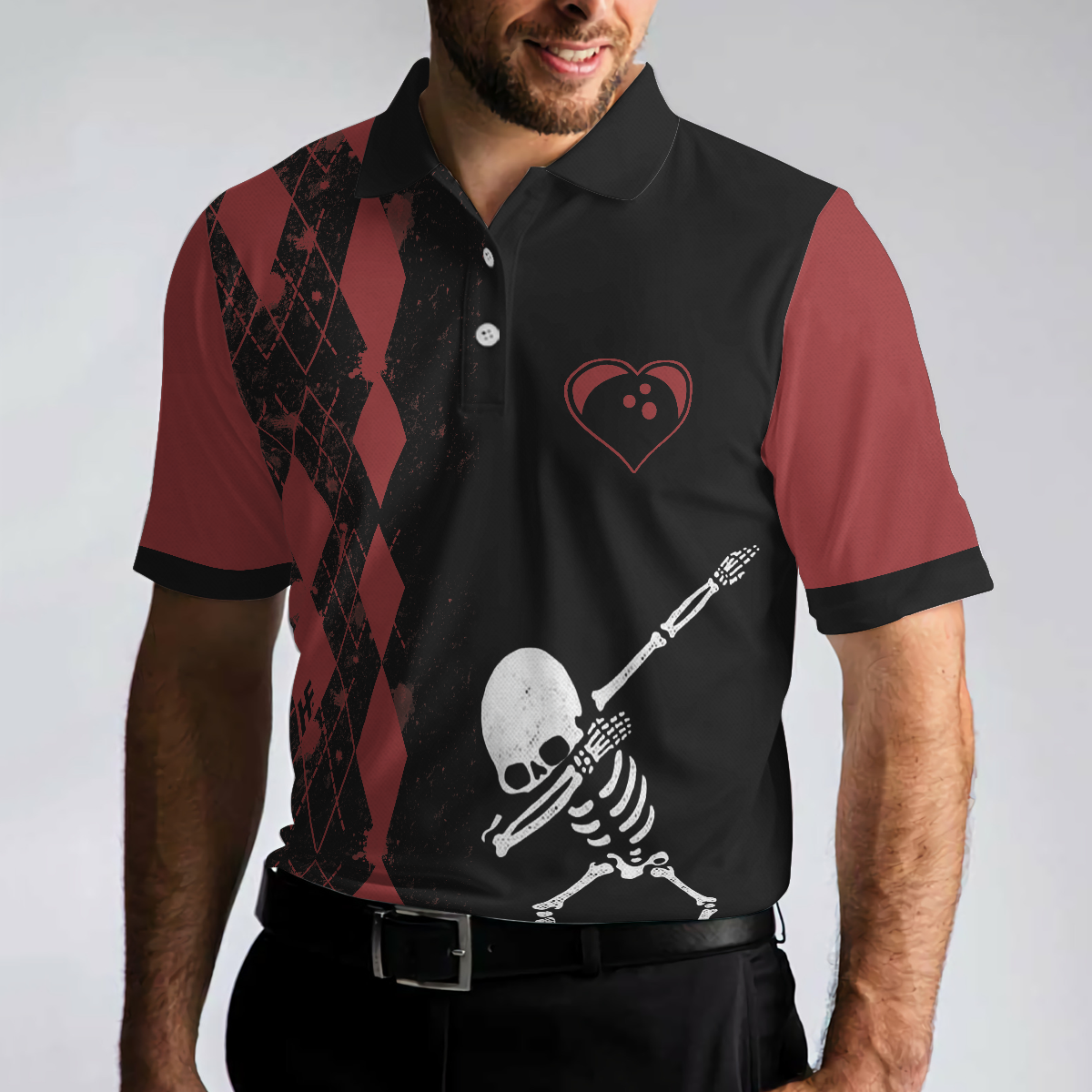 Weekend Forecast Chance Of Bowling Polo Shirt Red Argyle Short Sleeve Bowling Shirt For Male Players - 4