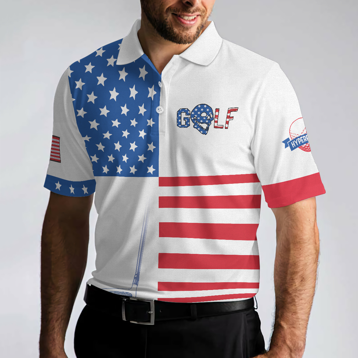 Horizontal Stripes Pattern Short Sleeve Golf Polo Shirt American Flag Polo Shirt Patriotic Golf Shirt For Men - 5