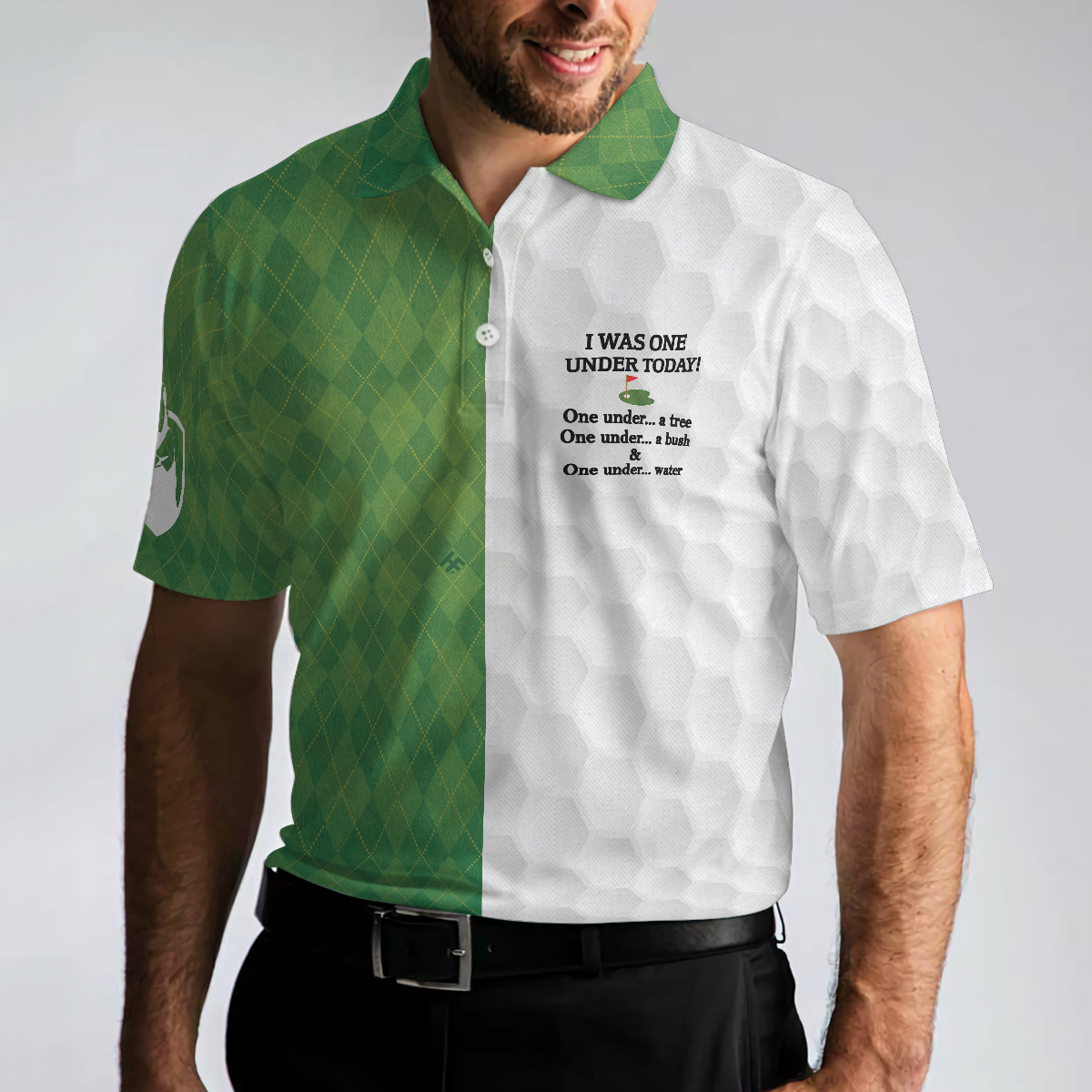 I Was One Under Today Golf Polo Shirt White And Green Golfing Shirt Gift Idea For Male Players - 5