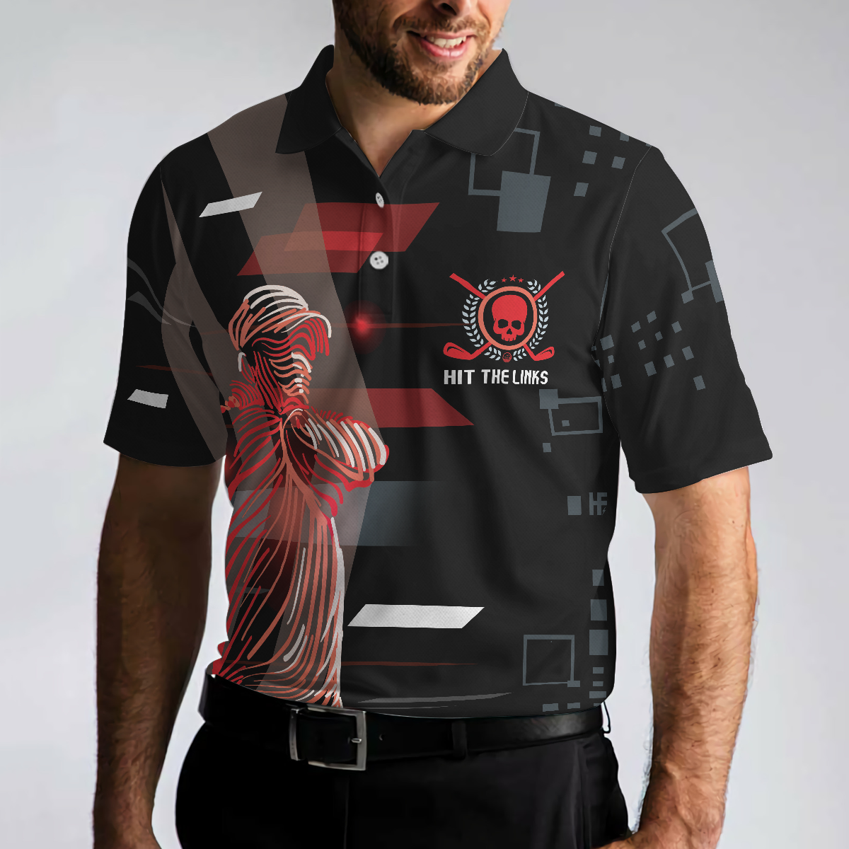 Cant Wait To Hit The Links Golf Digital Style Polo Shirt Modern Skull Polo Shirt Best Golf Shirt For Men - 5