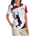 Living That Tennis Mom Life Short Sleeve Women Polo Shirt White And Red Tennis Shirt For Ladies - 4