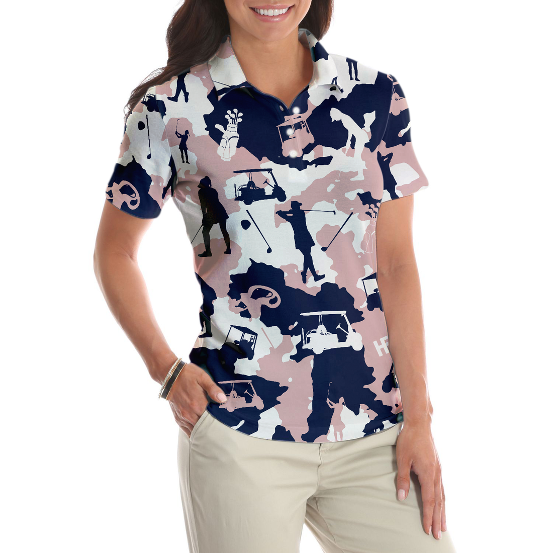 Golf Girl Camouflage V3 Short Sleeve Women Polo Shirt Camo Golf Shirt For Ladies Cool Golf Gift For Women - 1