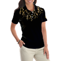 Elegant Gold Pattern Queen Of The Green Golf Short Sleeve Women Polo Shirt Unique Female Golf Gift - 4