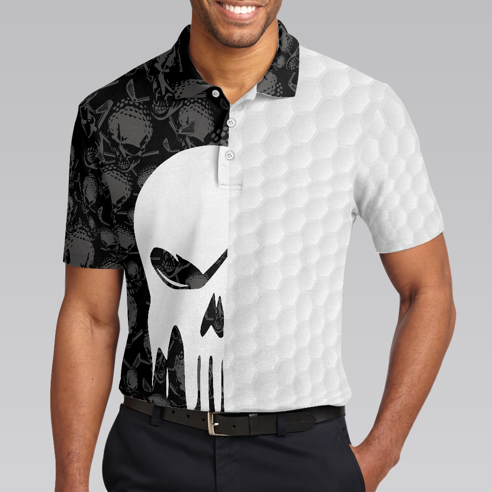 Bad Day Of Golf Polo Shirt Black And White Skull Golf Shirt For Golfers Funny Golf Shirt With Sayings - 4