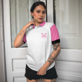 Yes I Play Like A Girl Need A Lesson Lacrosse Short Sleeve Women Polo Shirt White And Pink Lacrosse Shirt For Ladies - 4