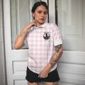 Sexy Golf Girl With A Golf Club Golf Short Sleeve Women Polo Shirt White And Pink Golf Shirt For Ladies - 4