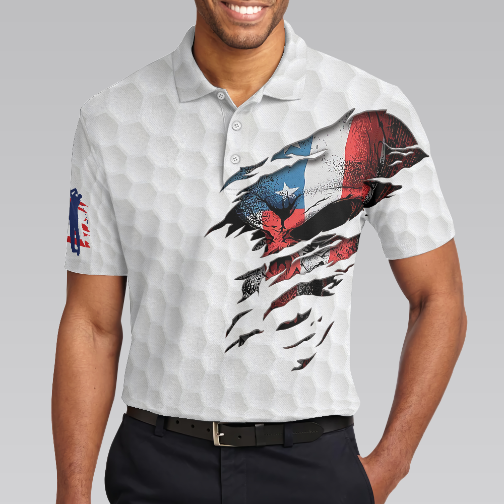 Golf Skull American Flag Short Sleeve Polo Shirt White Golf Pattern Polo Shirt Patriotic Golf Shirt For Men - 4