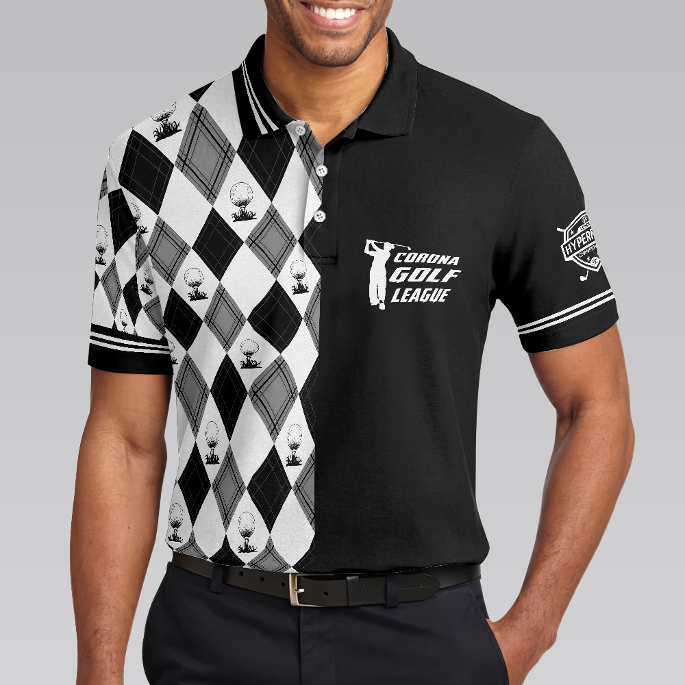 C-Golf League Customer Custom Polo Shirt Argyle Pattern Polo Shirt Best Golf Shirt For Men - 4