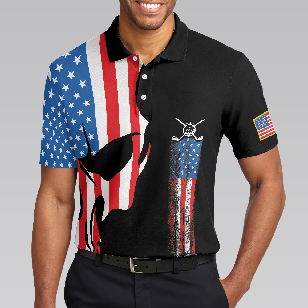 Skull Golf With American Flag Polo Shirt Never Underate An Old Man Golfer Polo Shirt Best Golf Shirt For Men - 4