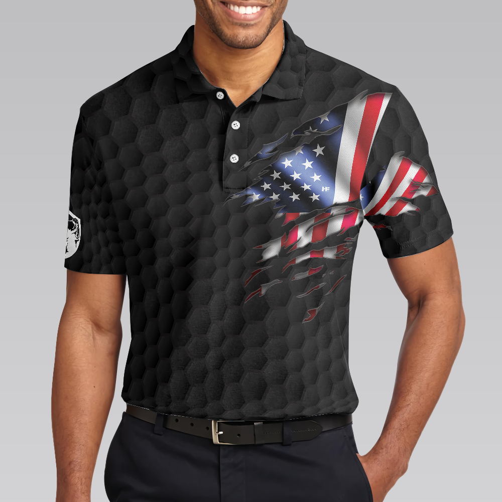 American Men Golfer Black Version Golf Polo Shirt - 4