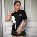 Golf Girl In Black And Pink Plaid Pattern Golf Short Sleeve Women Polo Shirt Unique Golf Shirt For Ladies - 4