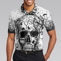 Skull Crow Black And White Short Sleeve Polo Shirt Dark Forrest Skull Crow Shirt For Men - 5