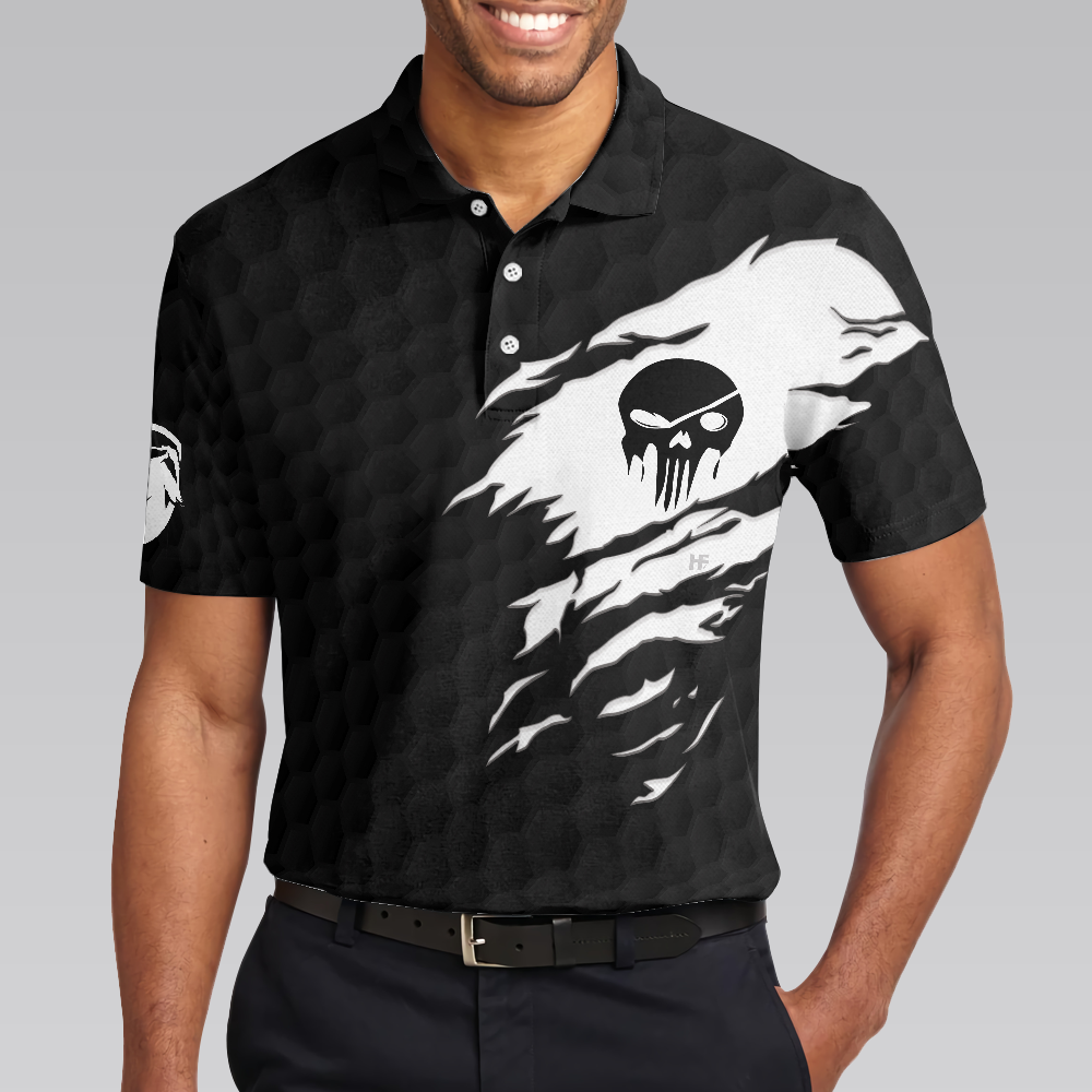 Im A Golf Pro Golf Polo Shirt Black And White Skull Golf Shirt For Men Basic Golf Sayings Shirt - 4