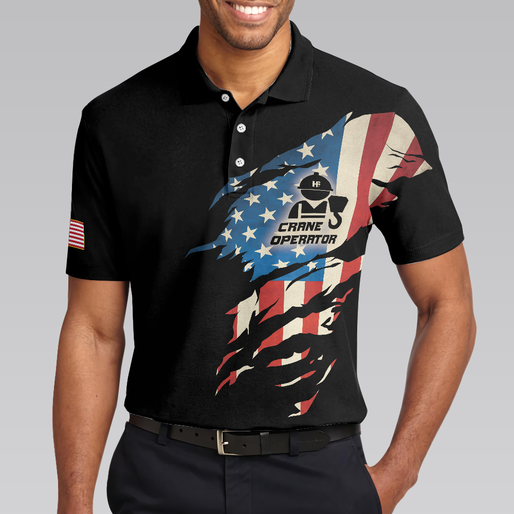 Crane Operator My Craft Allows Me To Move Anything Skull Polo Shirt American Flag Crane Operator Shirt For Men - 4