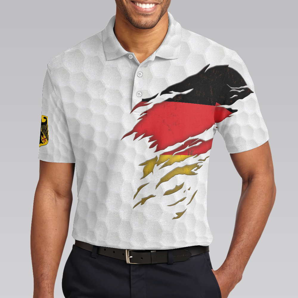 Golf Germany Flag Polo Shirt White Golf Pattern Polo Shirt German Golf Shirt For Men - 5