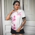 I Beat People With A Stick Lacrosse Short Sleeve Women Polo Shirt White And Pink Lacrosse Shirt For Ladies - 5