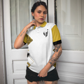 Grab Your Balls Were Going To Play Tennis Short Sleeve Women Polo Shirt White And Yellow Tennis Shirt For Ladies - 4