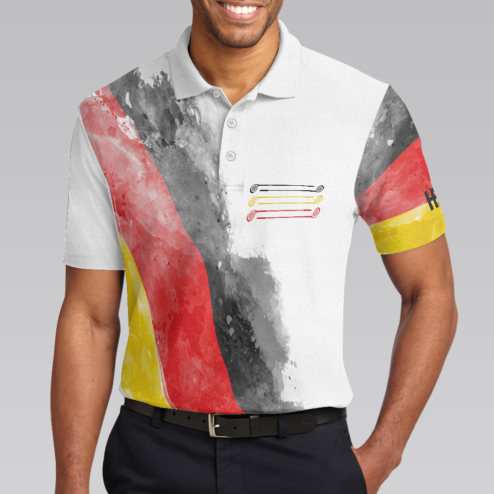 German Flag Special Golf Pattern Polo Shirt Waterbrush Polo Shirt Best Golf Shirt For Men - 4