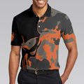 Skull Orange Camouflage Golf Polo Shirt Streetwear Camo Golf Shirt For Men - 5