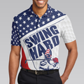 Golf Texture Swing Hard Short Sleeve Golf Polo Shirt American Flag Polo Shirt Patriotic Golf Shirt For Men - 6