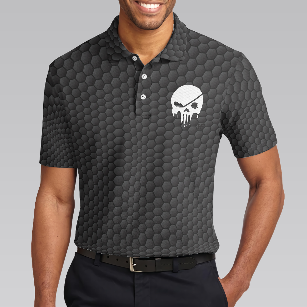 Golf Some Grandpas Polo Shirt Black Golf Seamless Pattern Skeleton Golfer Skull Golf Shirt For Men - 4